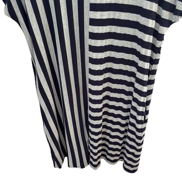 Suzanne Betro Navy Blue & Gray Striped Dress Size XL Short Sleeves - Picture 4 of 6